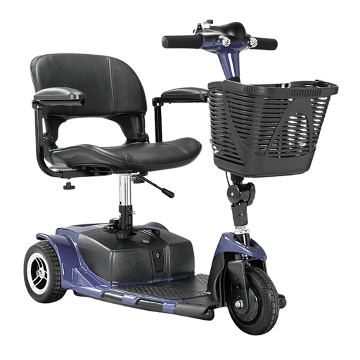 3 Wheel Mobility Scooter Electric Folding Compact Long Range with Basket and Charger Blue