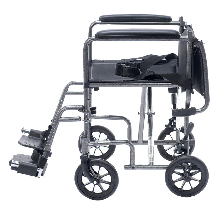 Astra Steel Transport Chair – Silver Vein | 250 lb Capacity