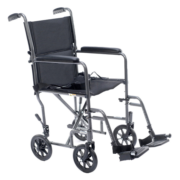 Astra Steel Transport Chair – Silver Vein | 250 lb Capacity