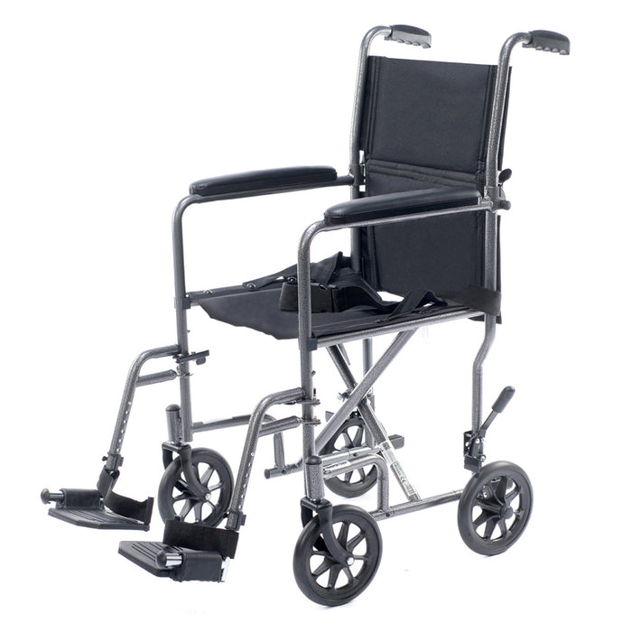 Astra Steel Transport Chair – Silver Vein | 250 lb Capacity