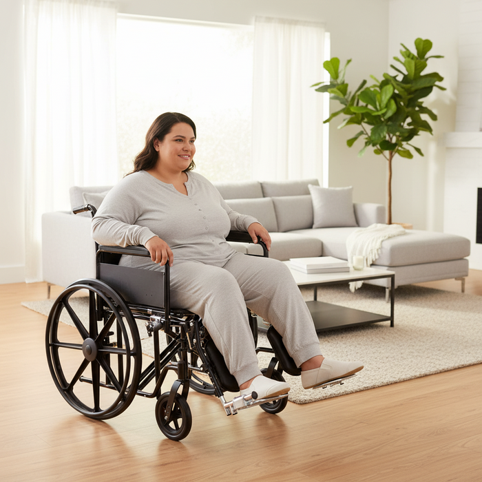 Titus Heavy Duty Wheelchair with Swing Away Foot Rests – Up to 700 lb Capacity