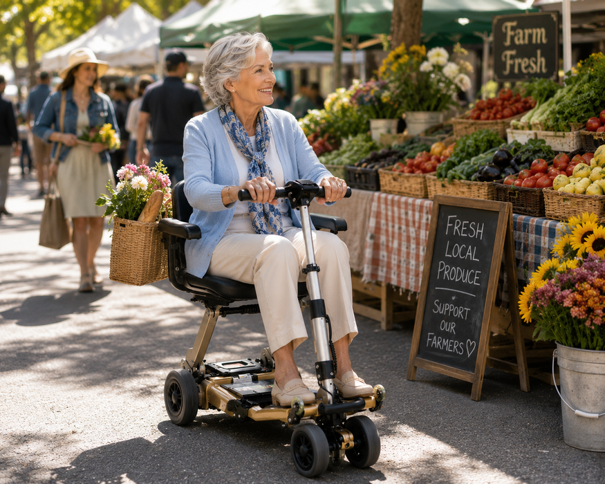 FreeRider USA Luggie Golden Elite Travel Scooter w/10.5 AH Battery
