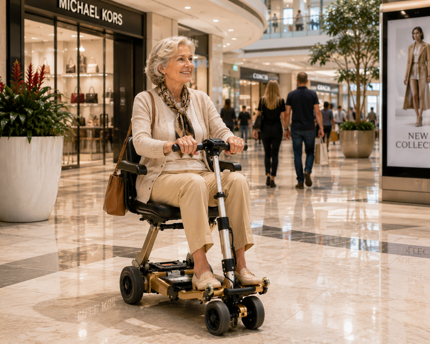FreeRider USA Luggie Golden Elite Travel Scooter w/10.5 AH Battery