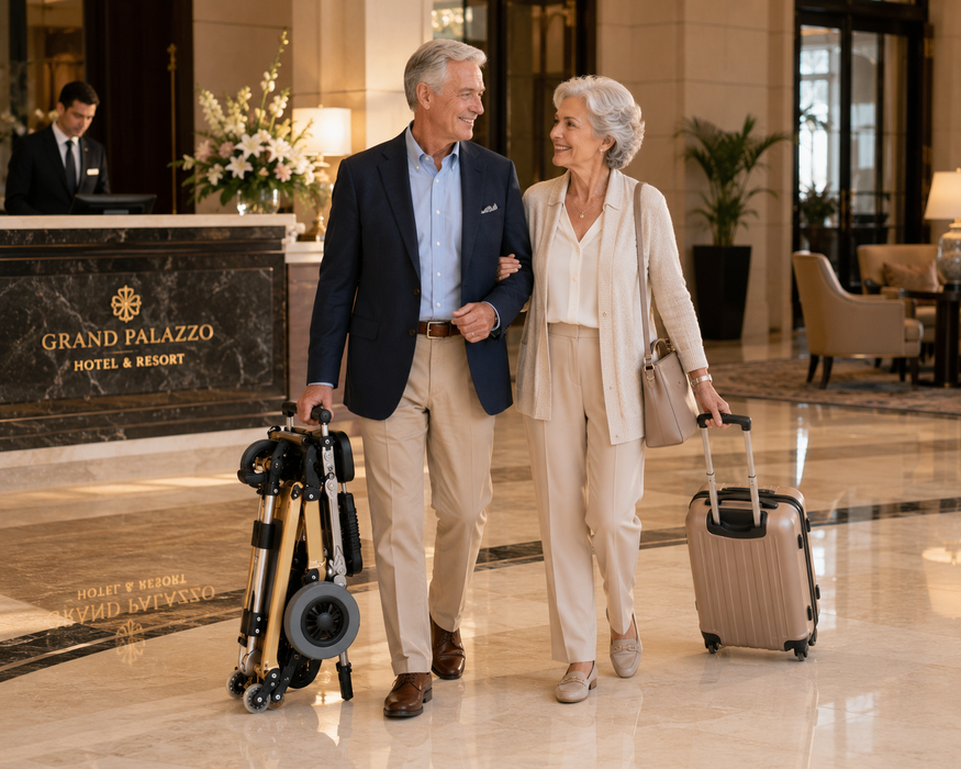 FreeRider USA Luggie Golden Elite Travel Scooter w/10.5 AH Battery