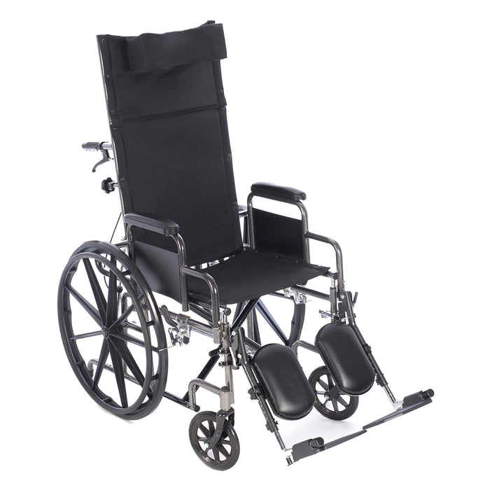 Reclining Wheelchair with Elevating Leg Rests & Rear Anti-Tippers