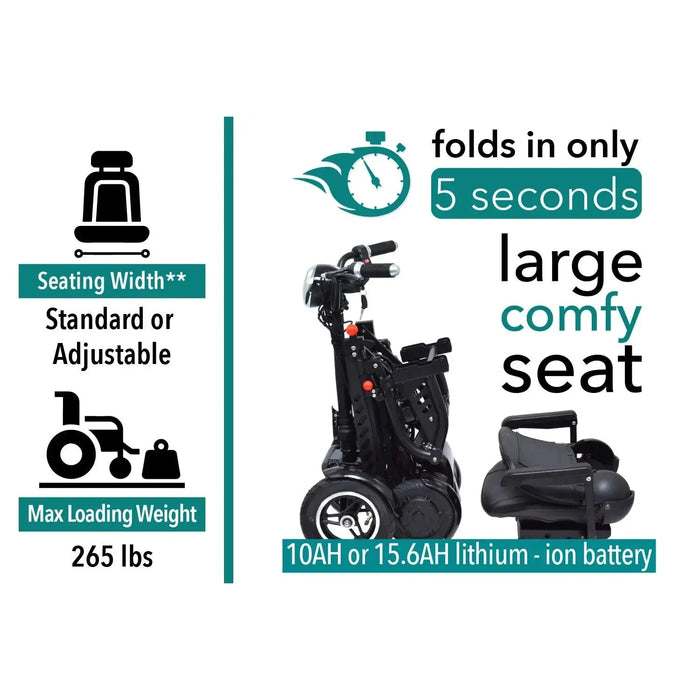 ComfyGO MS3000 Foldable Travel Mobility Scooter 265lbs Capacity