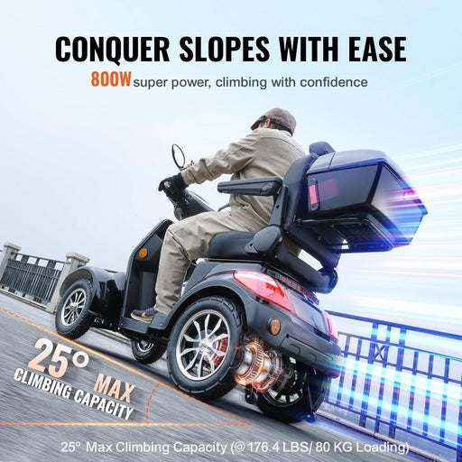 Heavy Duty 4 Wheel Mobility Scooter 800W 31 Mile Range 500 lbs Capacity All Terrain
