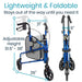 Vive Health 3 Wheel Walker Rollator - Lightweight Foldable Walking Transport