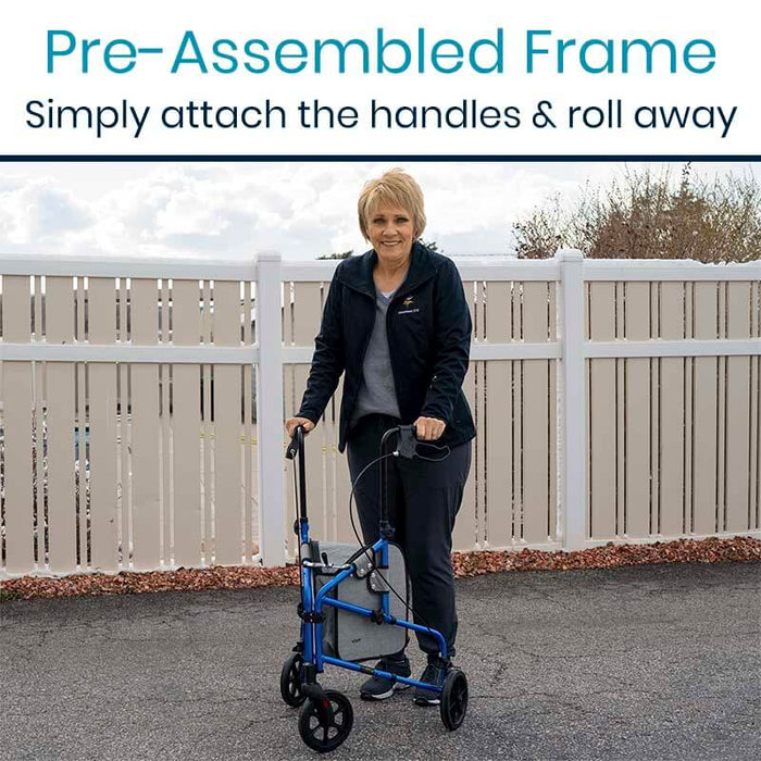 Vive Health 3 Wheel Walker Rollator - Lightweight Foldable Walking Transport
