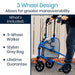Vive Health 3 Wheel Walker Rollator - Lightweight Foldable Walking Transport