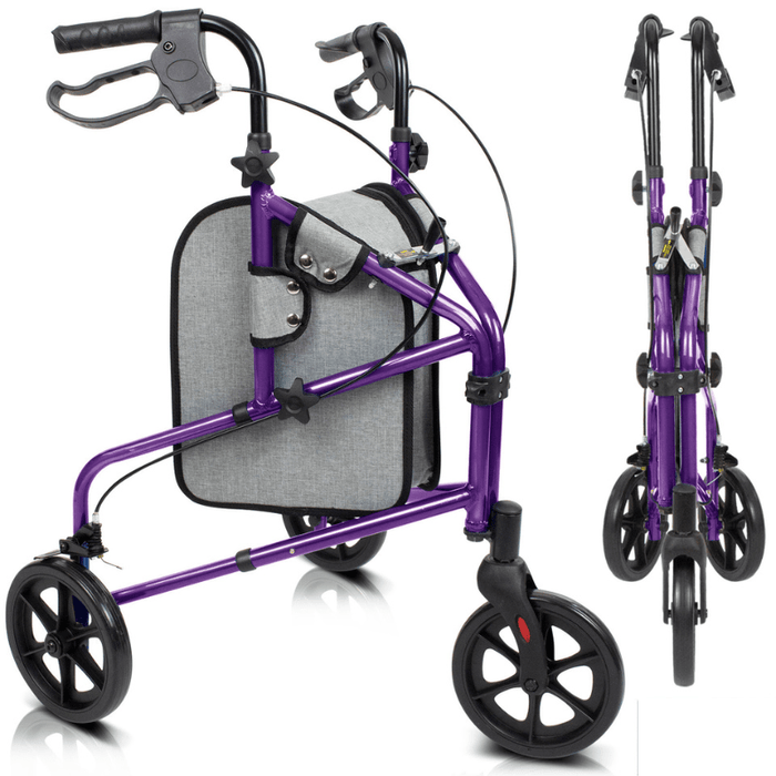 Vive Health 3 Wheel Walker Rollator - Lightweight Foldable Walking Transport