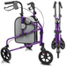 Vive Health 3 Wheel Walker Rollator - Lightweight Foldable Walking Transport