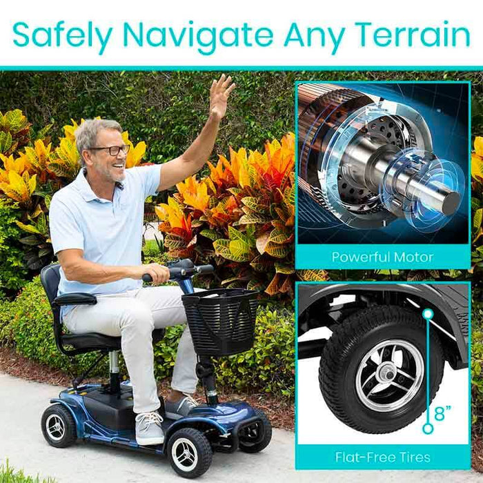 Vive Health 4 Wheel Mobility Scooter - Electric Powered with Seat for Seniors