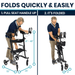 Vive Health Upright Rollator - Walker with Foldable Transport Seat