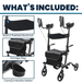 Vive Health Upright Rollator - Walker with Foldable Transport Seat
